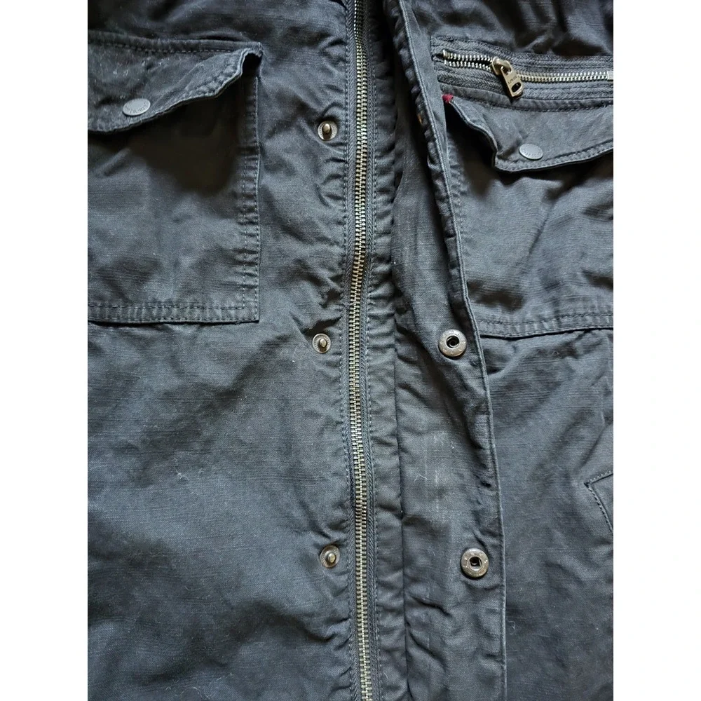 Levi's Men's Black Washed Cotton Military Field Jacket Utility Coat Size Large